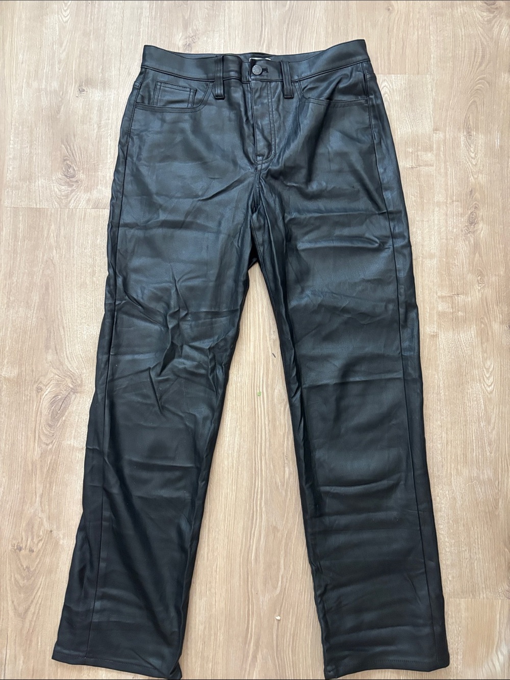 J. Crew Women’s  Straight Faux-Leather Jeans in Black